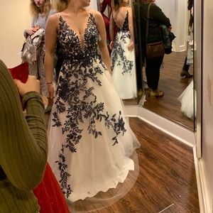 Navy and White prom dress